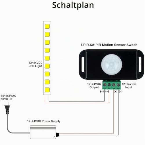 Greluma Pack of 3 12V/24V Motion Sensor Switch, PIR Sensor LED Switch Controller for Flexible LED Strips Black
