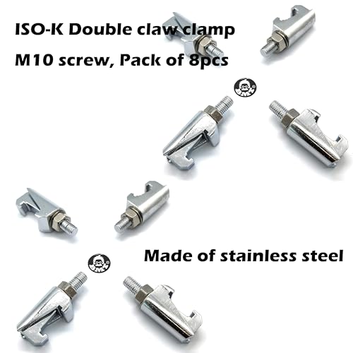 Double Claw Clamp for ISO-LF ISO-K 63 80 100 125 160 200 250 flange, M10 bolt, Made of Stainless steel (M10, Pack of 8)