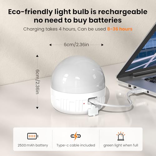 LGMCF E14 Rechargeable Light Bulb 8W 3 Colors Dimmable 2 Pack | Remote control, timing function, magnetic base, battery bulb, LED rechargeable bulb for non-wired lamps E14 (Pack of 2)