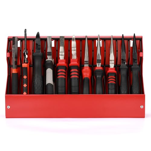 Mayouko 11 Slots Pliers Rack Organizer Holder, For Standard & Wide Pliers, All Steel, Fits in Toolbox Drawer, Chest, Pegboard, Tilt Feature, 11 Slots x 0.92" 1 Rack