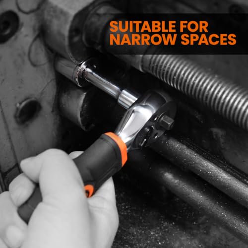 Tactix 55-Piece Stubby Socket Wrench Set, Ratchet Screwdriver & Quick-Release Socket Wrench, Adjustable, 1/4'' & 3/8'' Socket, Bits, CR-V Metric, Garage Repair, Home Use, with Portable Hard Case 55-Piece Socket Wrench Sets