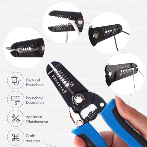 MorningRo 12 Pcs 10-22 AWG Wire Strippers and Cutter with Safety Lock and Spring Loaded 7inch Multi-Function Wire Stripping Tool Insulated Stripping Pliers Bulk for Electrician Craftsmanship