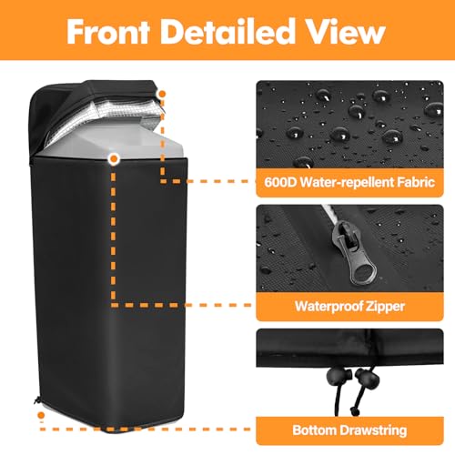Water Softener Cover Outdoor for WHES30E/WHES40E Grain Softener, Black 17''W x 22''D x 48''H