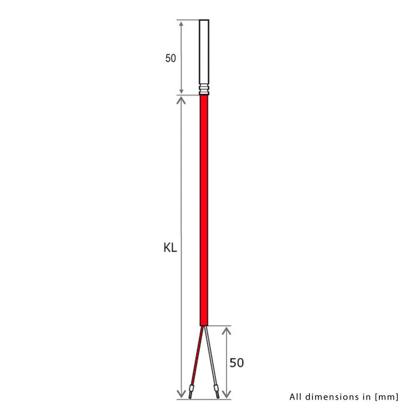 iOVEO 036HS01202 - PT100 temperature sensor/cable sensor/solar sensor/temperature sensor with silicone cable up to 200°C, 2 meters