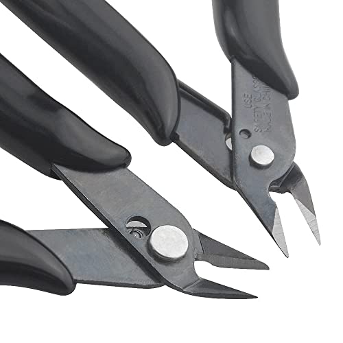 Pack of 5 Small Side Cutters, Mini Wire Cutter, Electronic Cable Cutter, 125 mm Cutting Pliers, for Model Making, Fine Lines, Black 5Pack