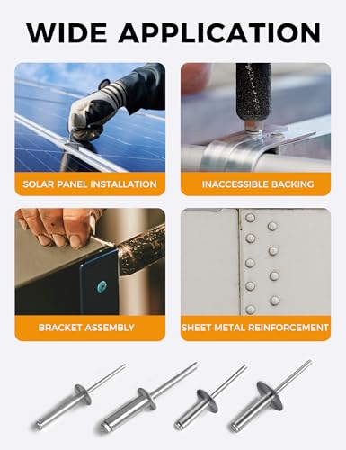 Large Flange 3/16 x 1-9/16" Inch Blind Rivets 5 * 40mm 250 Aluminum Pop Silver for sheet Metal Plastic Wood 3/16 x 1-9/16"(5*40mm)