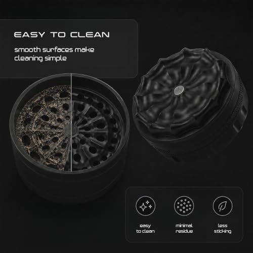 Viberium Toothless Grinder 2.4 Inch - Metal Grinder, Herb Grinders, Crusher Black