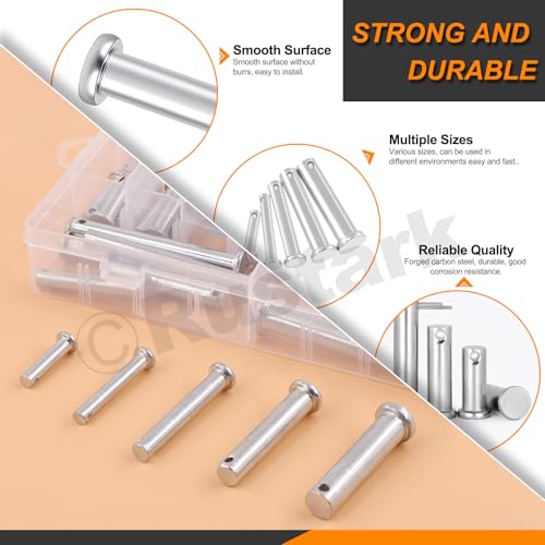 51Pcs 18 Sizes M5 M6 M8 M10 M12 Flat Head Single Hole Clevis Pins Assortment Kit Flat Head Fastener Pins T Shape Round Pin Link Hinge Pin Single Hole Clevis Pin for Auto