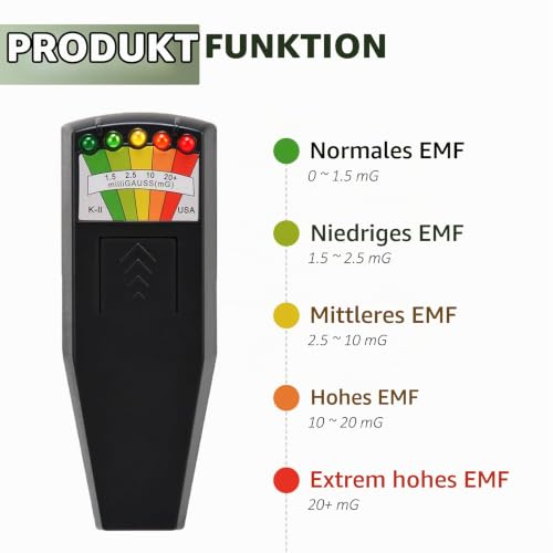 K2 EMF Meter Magnetic Field, Radiation Detector Portable, 5 LED Ghost Hunting Detector, K2 EMF Meter Paranormal Equipment Tester 50 Hz - 20,000 Hz Black