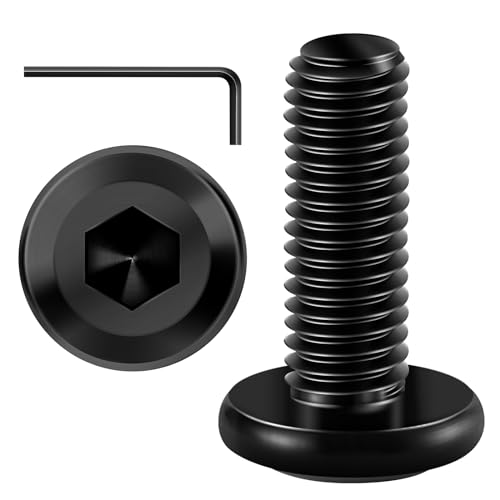 Mywish M6 x 20mm 20Pcs Flat Head Hex Socket Cap Screws Bolts, (14 Sets) 1/4-20 x 4 Carriage Bolts Screws Round Head Square Neck and Hex Nuts & Flat Washers Full Threaded 304 Stainless Steel Black Oxid