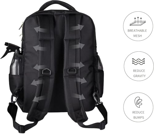 Barber Supplies Backpack Professional &Bigger Size, Professional Hair Cutting Tools Bag ,Large Capacity,Casual Gray,Three layer,Mobile Barber Accessioes Station for Barbers ，with A Hair Cutting Mat