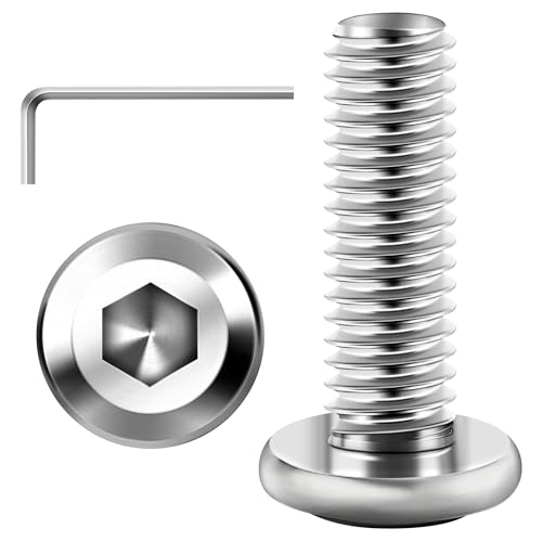 Mywish M8 x 55mm 20Pcs & 30Pcs M6 x 20mm Flat Head M6x1.0 Bolt Hex Socket Cap Screws Bolts, 304 Stainless Steel Furniture Bolts Full Thread, Hex Spanner