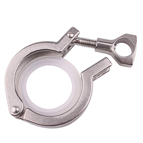 DERNORD Stainless Steel 304 Single Pin Heavy Duty Tri-clamp with Wing Nut for Ferrule TC with 1 pc Silicone Gasket (1.5" Tri-clamp + Silicone Gasket) (10 Pack) 1.5 Inch Tri clamp Size: 10 Pack