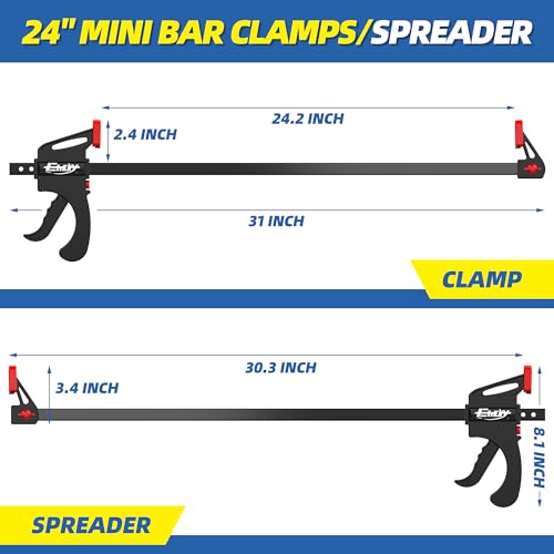 24" Wood Clamps for Woodworking, 2PCS 130lbs One-Handed Clamp/Spreader 24" 2-Pack