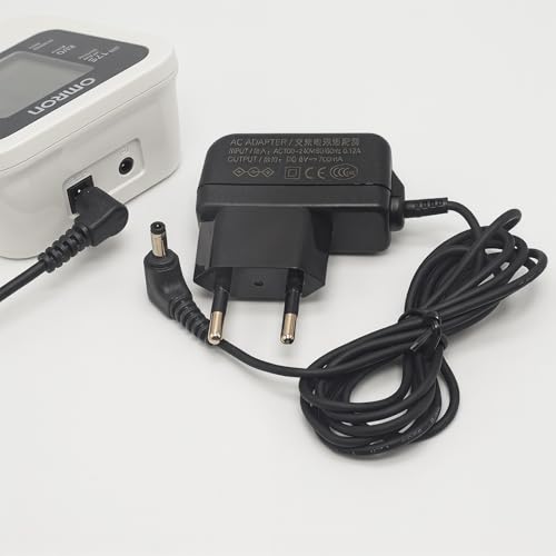 6 V Power Supply Charger for Omron Blood Pressure Monitor, AC Power Adapter Blood Pressure Monitors for Omron X7 Smart, M7 M3 M5 M500 M700 Series, 1.5 m Charging Cable Compatible with M2 M6 M8 M9 X3