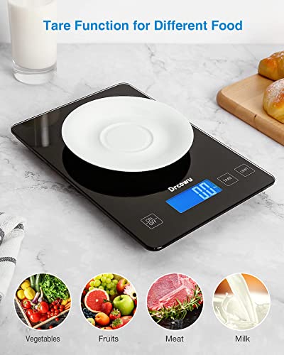 Large Kitchen Food Scales 15kg, Large LCD Display, 1g/0.1oz Accuracy Black