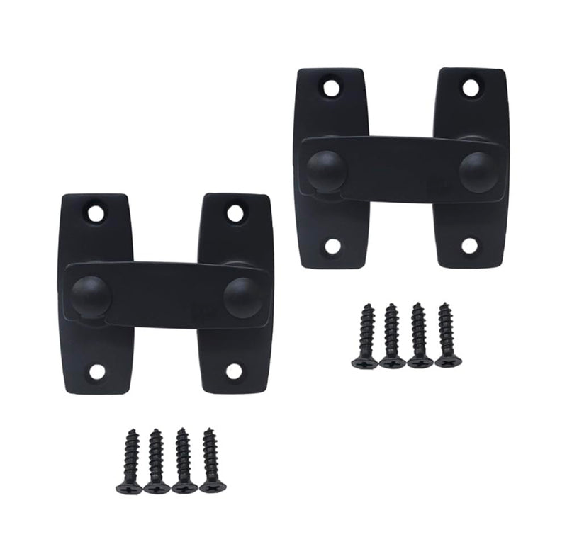 QCAA 2.5" x 2.65", Large, Heavy Forged Solid Brass Door Latch, 180 Degrees Flat Surface Mounting Door Latch Buckle for Doors & Windows, Matte Black, 2Pack, Made in Taiwan 2 Pack Matte Black(2 Pack)