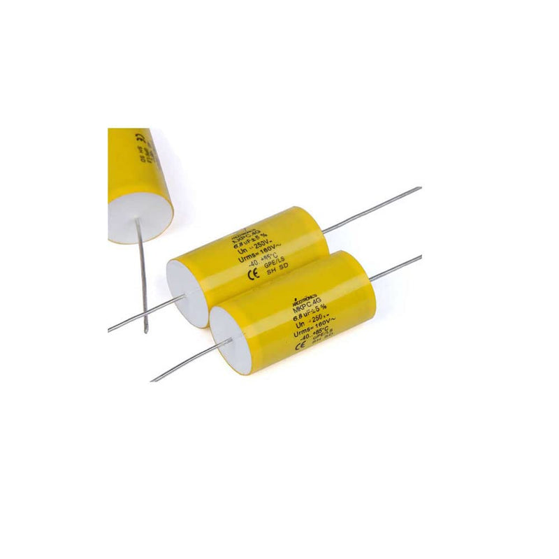 2pcs 6.8uF 250V Axial Audio Speaker Crossover stepless Film Capacitor 5% Audio Crossover Tweeter Precise Pairing 6.8uF 250V(2pcs)