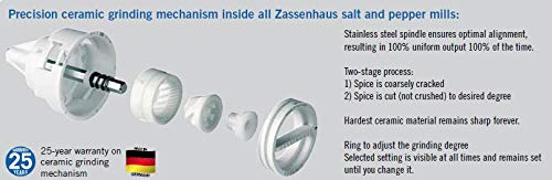 Zassenhaus "Augsburg" Pepper Mill; 2" dia. x 7" High 2" diameter x 7" High Brown; Stainless Steel