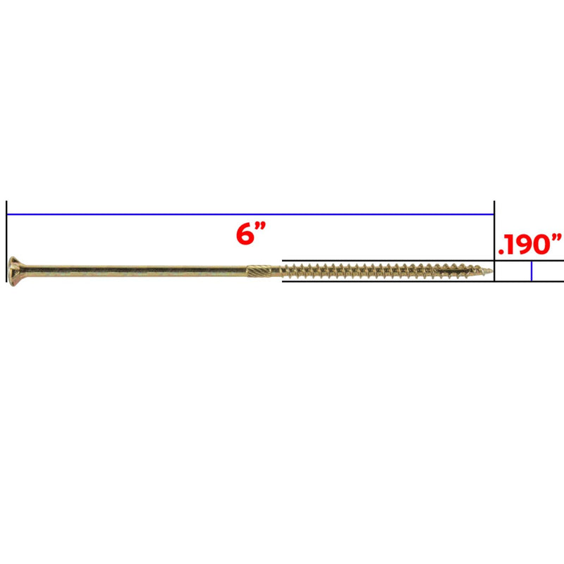 Jake Sales #10 X 6 Gold Star Wood Screw Torx/Star Drive Flat Head - Multipurpose Screws (1 Pound - 33 Approx. Count) #10 X 6" 1 POUND - 33 Approx. Screws
