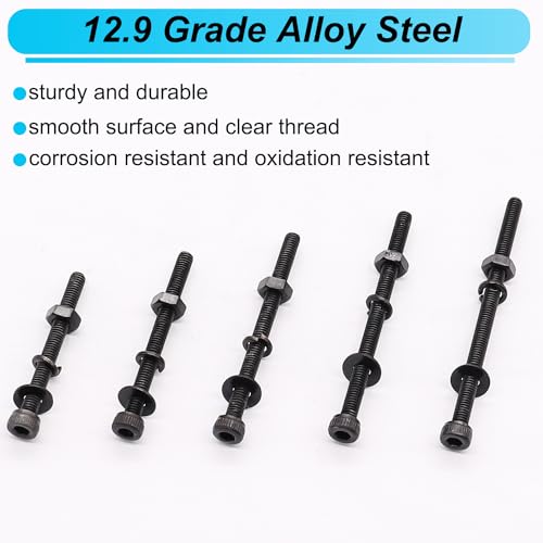 420PCS M3 x 30/35/40/45/50mm Hex Socket Head Cap Screws 12.9 Grade Alloy Steel + 202Pcs Hitch Pins Clip Pins Assortment Kit