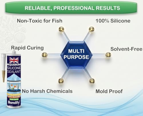 Aquarium Safe Silicone Sealant Clear, High Elasticity Fish Safe Adhesive 2PCs x 9.5floz Solvent Free, Non-Toxic Pond Sealant, Underwater Marine Sealant, Fish Tank Silicone, Sanitary Silicone CLEAR - 2PCs