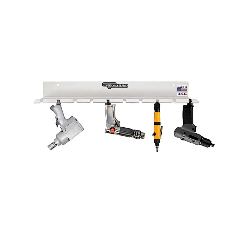 Pit Posse PP3118 Air Tool Pneumatic Rack Holder Organizer for Enclosed Trailer Garage Shop - Made in USA - Holds up to 10 Air Tools - Aluminum Tool Storage (Silver) Silver