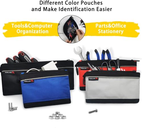 4 Pack Combo Waterproof Small Tool Bags and 4 Pack 12inch*5.5inch Small Tool Pouches with Zipper