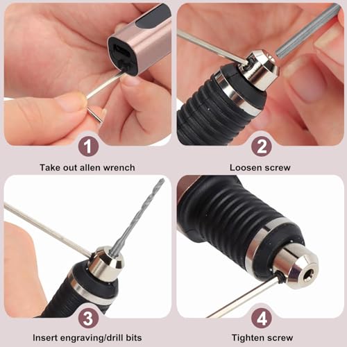 Cordless Engraving Pen, 3-Speed Electric Engraving Tool Kit, Engrave 50+ Surfaces, with 30 Small Drill Bits, 8 Grinding Accessories and 10 Engraving Templates, USB for Soft Wood Resin Stone Jewelry