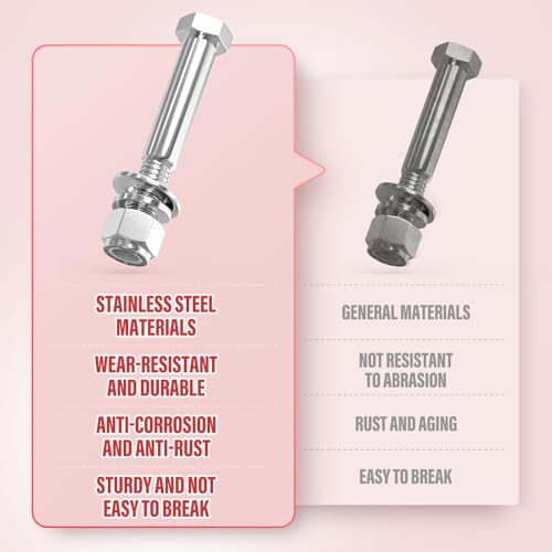 8PCS 1/2" x 3-1/2" 304 Stainless Steel External Hex Bolt, Half Threads Bolt with Nut and Spanner 1/2" x 3-1/2"