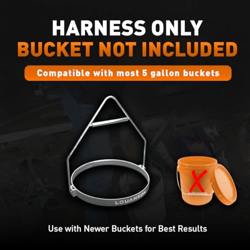 Heavy-Duty 5-Gallon Galvanized Steel Bucket Harness | 100 lb+ Capacity | Improved Carrying, Hoisting & Dumping System for Roofing, Construction, Tile, Painting & Jobsite Use