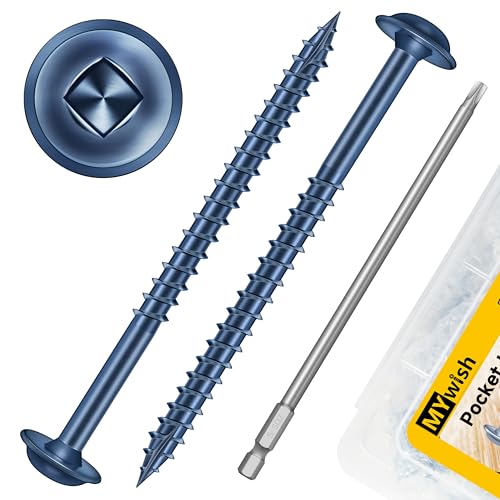 Mywish (40Sets) 1/4" x 2-1/2" Hex Head Lag Bolts & 100Pcs Pocket Hole Screws 2-1/2 Inch, Wood Screws #8 x 2-1/2" Washer Head Square Drive Self Tapping Pocket Screws, Lag Screws Wood Screws