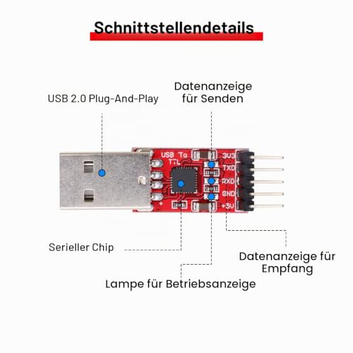 CP2102 HW-598 USB to TTL Serial Converter Module UART USB TTL Adapter Converter for 3.3 V and 5 V with Jumper Cable Pack of 2