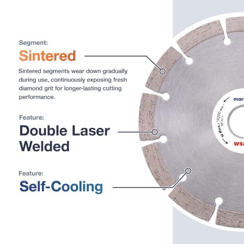 Marcrist WS650SF Wall Chaser Blade 150mm x 22.23mm - Segmented Diamond Cutting Disc for Brick, Block and Masonry - Multi Material Cutting Discs - Dry Use - 2 Pack (3711R)