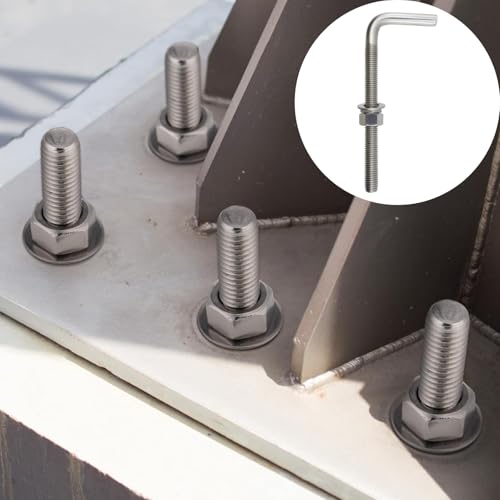 10pcs L Shape Anchors Bolts, 1/2 x 6 Inches, Stainless Steel M12×152mm