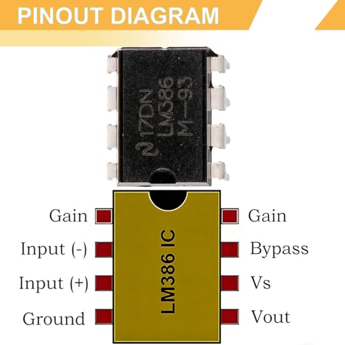 20pcs LM386 LM386N Audio Power Amplifier Semiconductor Low Voltage 300KHz Low Input Voltage Regulator PDIP Mono DIP-8 + 20pcs DIP-8 IC Socket, Pitch 2.54mm