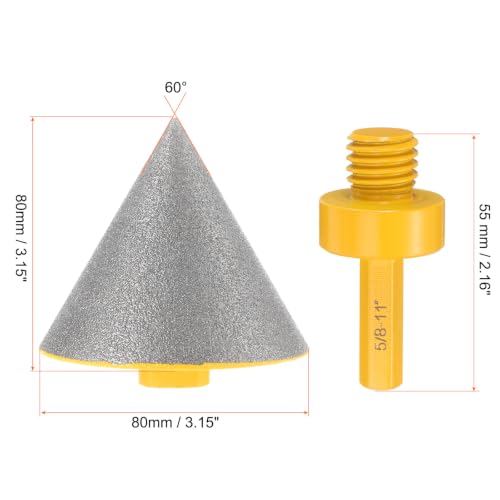 HARFINGTON Diamond Beveling Chamfer Bits 83mm Dia 5/8-11 Thread Cone Bit 82mm Yellow