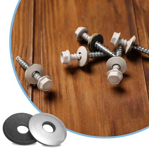 uxcell 60Pcs 5/16" x 1" Sealing Washers, 304 Stainless Steel EPDM Bonded Neoprene Rubber Washers for Screws Bolts, Silver&Black 5/16" x 1" 60