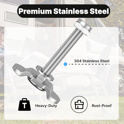 8Pcs M8 x 60mm Stainless Steel L-Track Double Lug Threaded Stud Fittings with Thumb Nut, Heavy-Duty with 4,500 lbs Breaking Load for Truck Bed, Trailer, Motorcycle & Cargo Control Rails M8*60mm