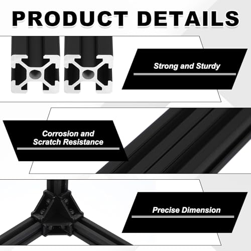sourcing map 2Pcs 100mm T Slot 2020 Aluminum Extrusion, European Standard Anodized Linear Rail, Extruded Aluminum Rail Profile 3D Printer, CNC DIY, Black