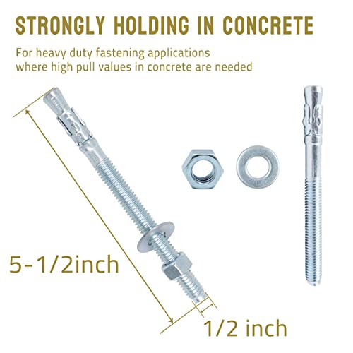 Concrete Anchors, 1/2" x 5-1/2" Stone Expansion Anchor for Blocks 1/2" x 5-1/2"