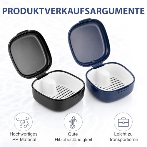 2 Piece Denture Box, Denture Box with Sieve, Portable Dentures Bath Box