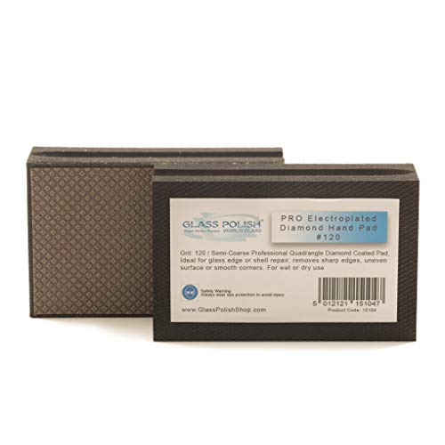 GLASS POLISH PRO Diamond Hand Pad Bundle – Set of 3 Foam Sanding Blocks with 120 Grit and 200 Grit (x2) for Coarse and Medium Finishing on Glass, Tiles, Ceramics, Concrete, Granite, Marble, and More