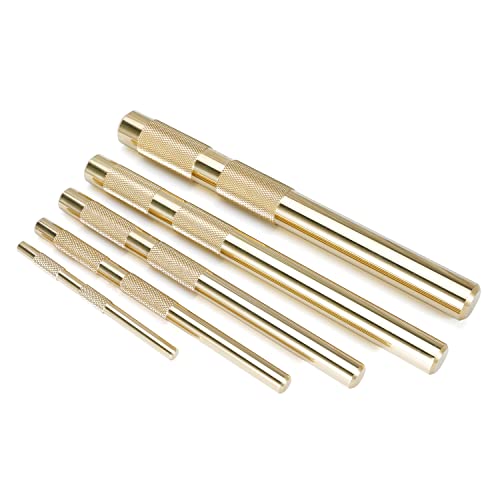 Pro 67003 Hand Tool Brass Drift Punch Set 1/4-Inch 3/8-Inch 1/2-Inch 5/8-Inch 3/4-Inch 1/4'' 3/8'' 1/2'' 5/8'' 3/4'' 5 Pc.