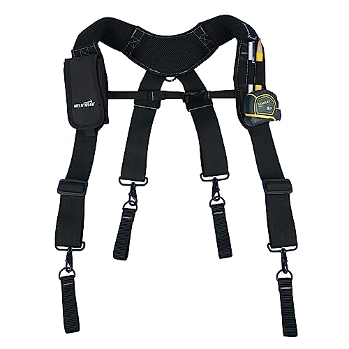 MELOTOUGH Work Belt Suspender Tool Belt Suspenders Bag Suspenders for Men Heavy Duty with Gel Shoulder Pad(Green+ Black