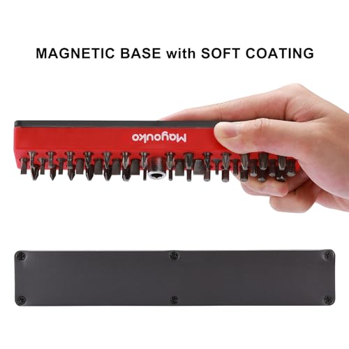 Mayouko 6PCS 1/4" Magnetic Hex Bit Holder Rack Organizer, 258 Holes, 1/4-Inch Drill Bit Holder, 6 Racks, Magnetic Bit Holder with Magnet Base for Screwdriver Bits Red-2packs,blue-2packs,orange,green