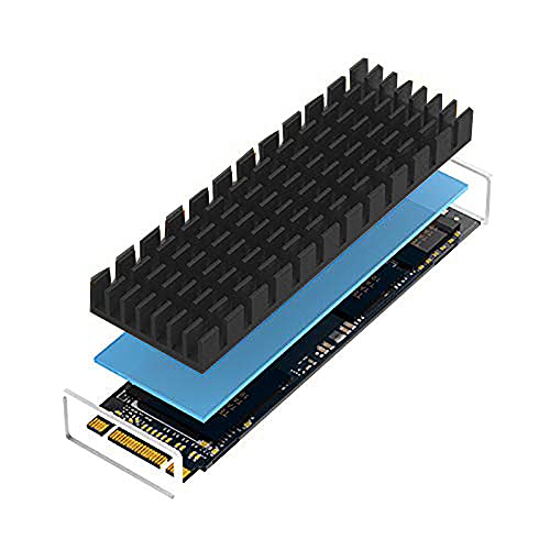 Aluminum Heatsink, CTRICALVER M.2 SSD Heatsink with Heat Conductive Adhesive Film Anti Thermal Bleed Heatsink CPU IC Chip Circuit Board for LED Amplifier (2 Pack, Black)