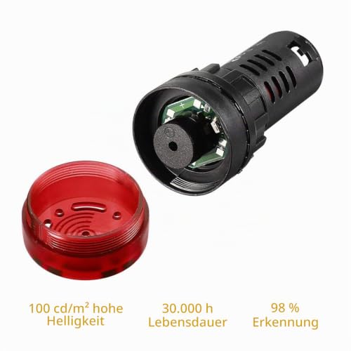 Gebildet 3 x Indicator Light with Summer AC 230 V, 22 mm Panel Mount Flashing Alarm, for Electric Control Panel, HVAC, DIY Projects (Red/Yellow/Green) 22mm 230V-multi-colored