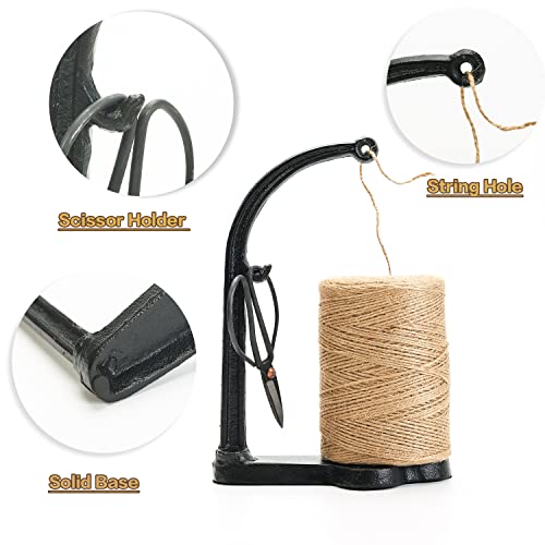 Sungmor Cast Iron Twine Holder Set - Twine String & Rope Rack & Scissor Black Rack Set