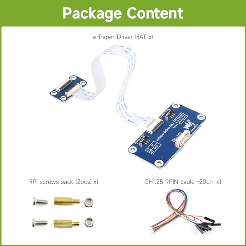 Waveshare E-Paper Driver HAT, Compatible with Raspberry/Nucleo Main Control Boards, for Waveshare SPI Interface E-Paper Raw Panels